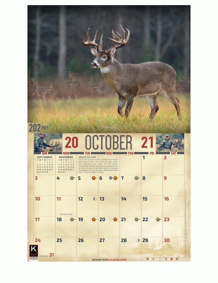 2021 Bucks &amp; Bulls Calendar, 2021 Whitetail Deer Mule Deer Elk Calendar-2021 Deer Rut Calendar