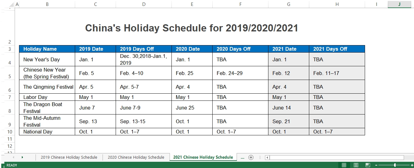 2021 Official China Mainland Public Holiday Calender | Templates At Allbusinesstemplates-2021 Calendar Fill In