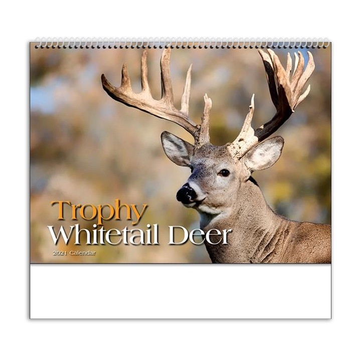 2021 Trophy Whitetails (Spiral) Calendar | 10-7/8&quot; X 18&quot; Spiral Bound; Drop Ad Imprint Marketing-2021 Whitetail Rut Calendar