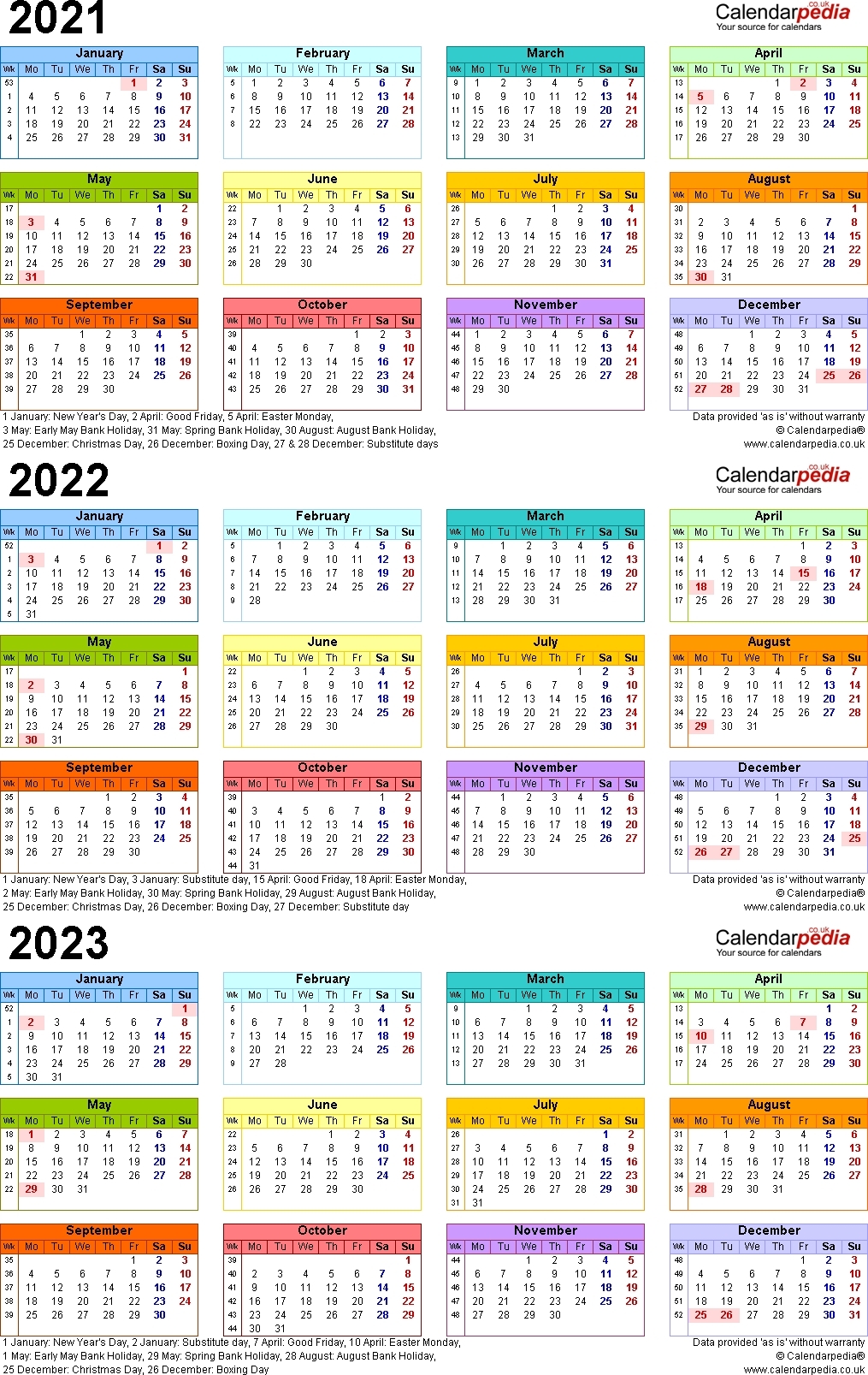 3 Year Calendar 2021 To 2023 | Month Calendar Printable-3 Year Calendar 2021