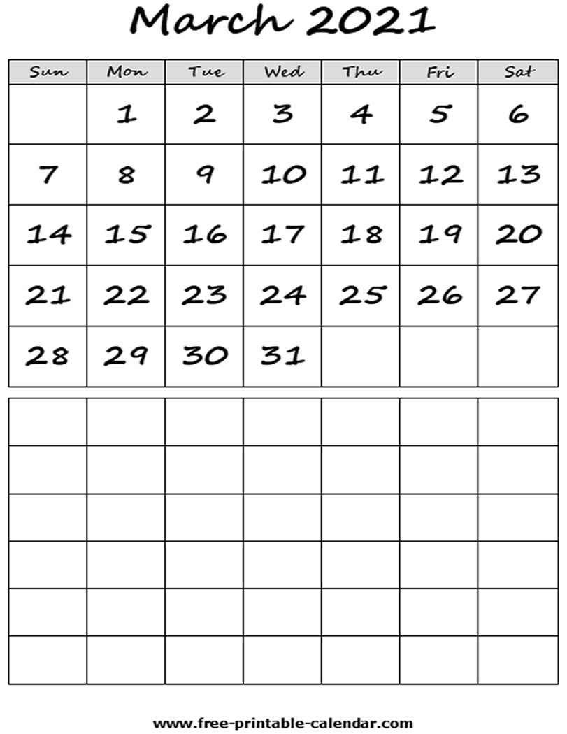 Blank 2021 March Calendar - Free-Printable-Calendar-Monthly Fill In Calendar 2021