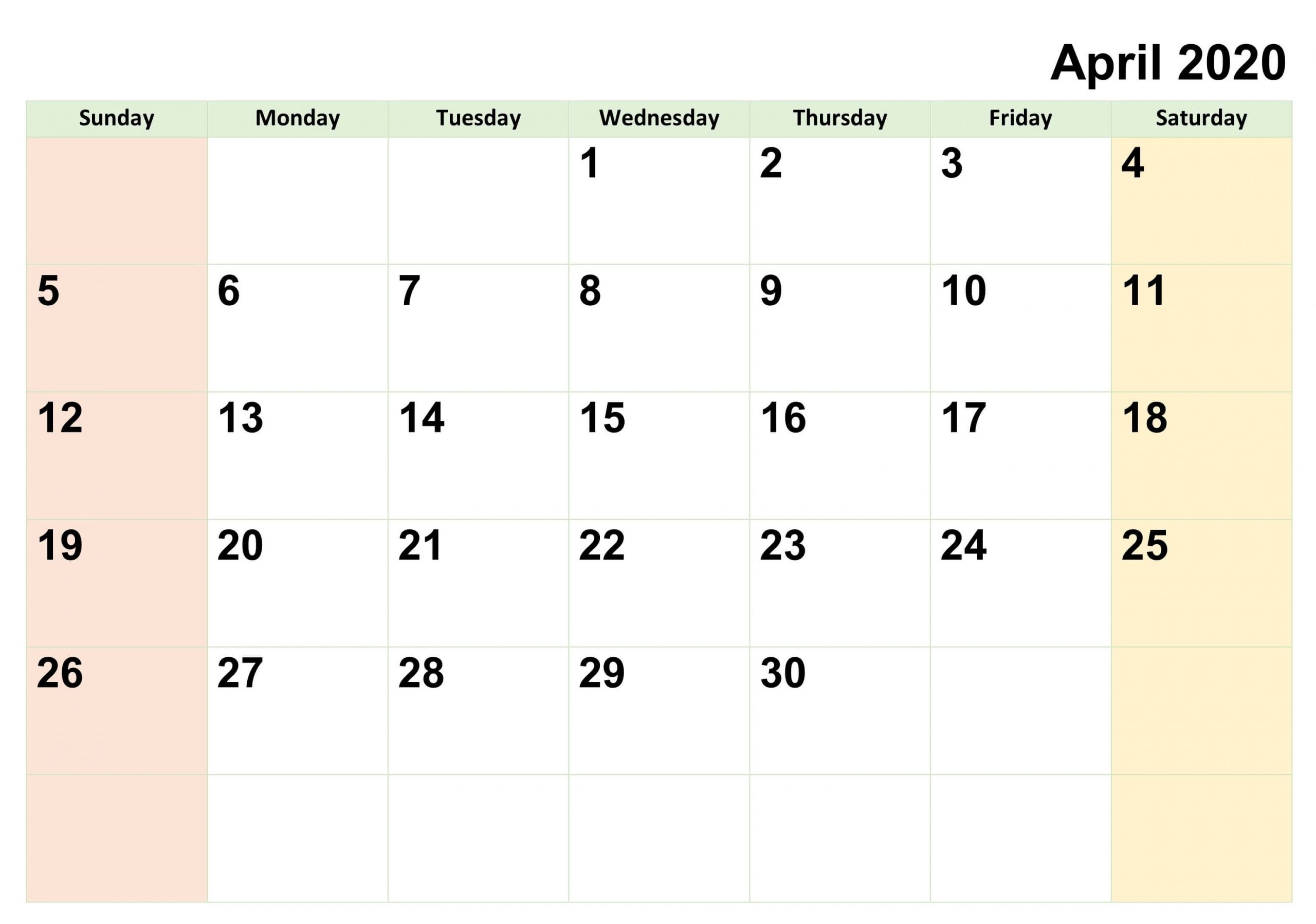 Blank April 2020 Calendar Printable With Notes Pdf - Set Your Plan &amp; Tasks With Best Ideas Blank-Free Fillable Calendars 2021