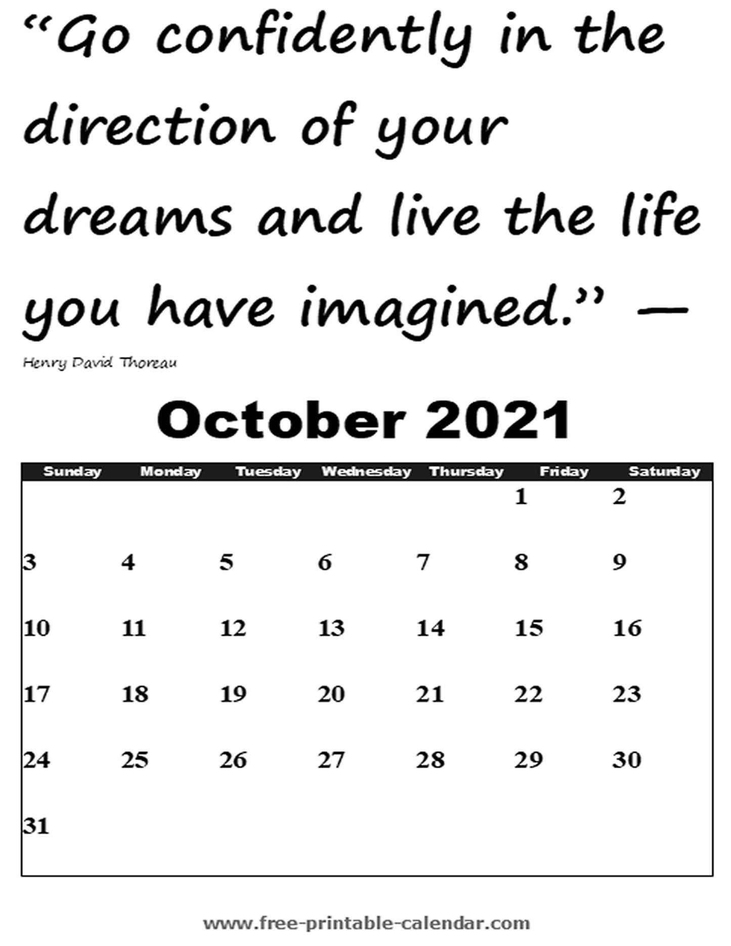 Blank October Calendar 2021 - Free-Printable-Calendar-Fill In Calendar Printable 2021