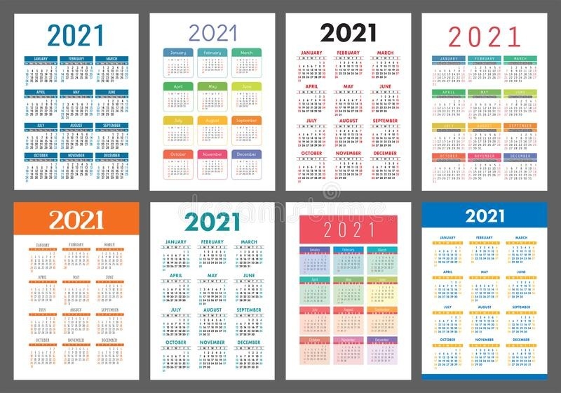 Calendar 2021 Year. Vector Pocket Or Wall Calender Template. Simple Design. Week Starts On-2021 Pocket Planner Calendar Template