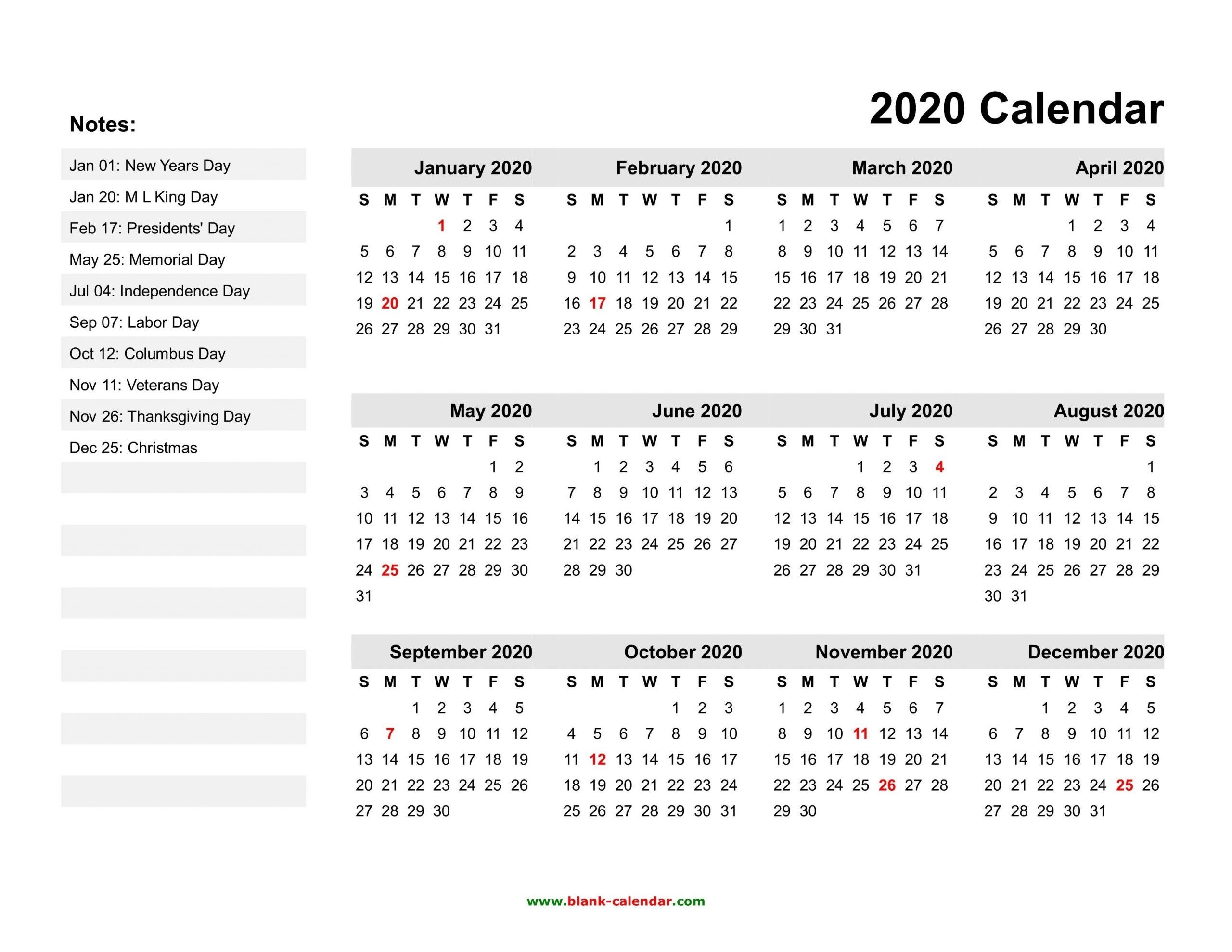 Collect 2020 Calendar With Federal Holidays | Calendar Printables Free Blank-Blank I 9 Form 2021