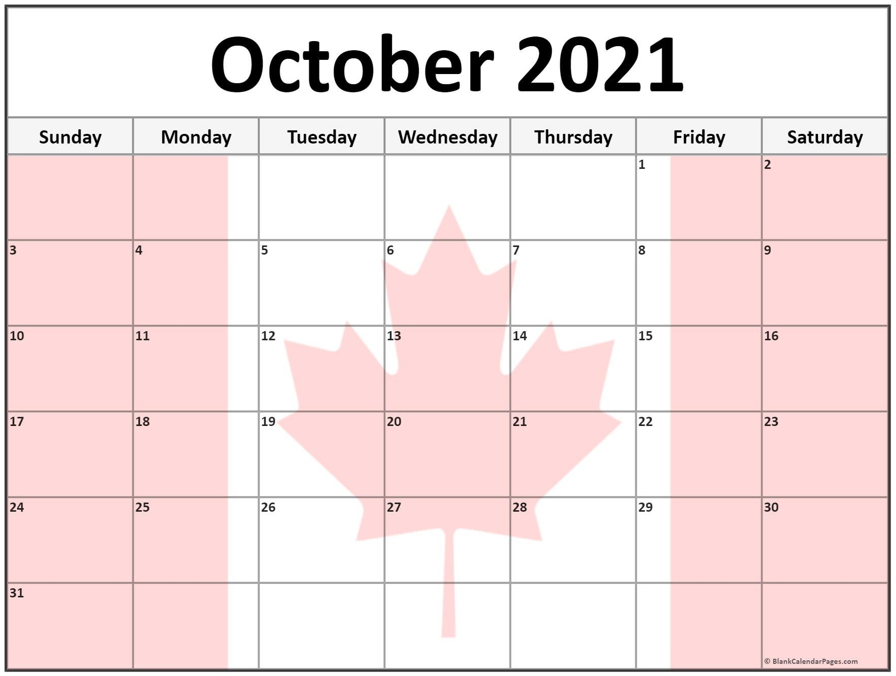 Collection Of October 2021 Photo Calendars With Image Filters.-Monthly Calendar Printable October 2021