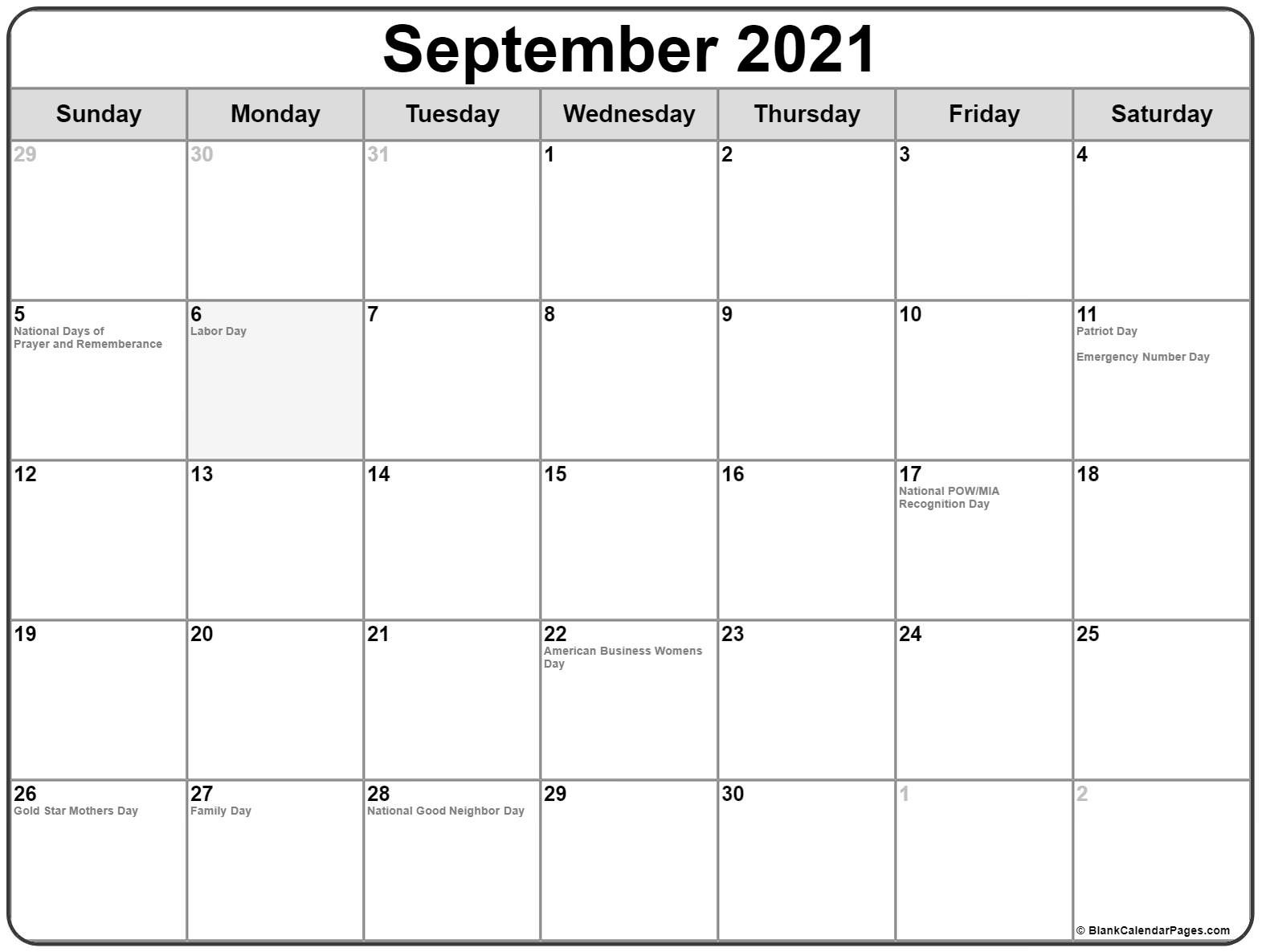 Collection Of September 2021 Calendars With Holidays-Monthly Calendar Printable October 2021