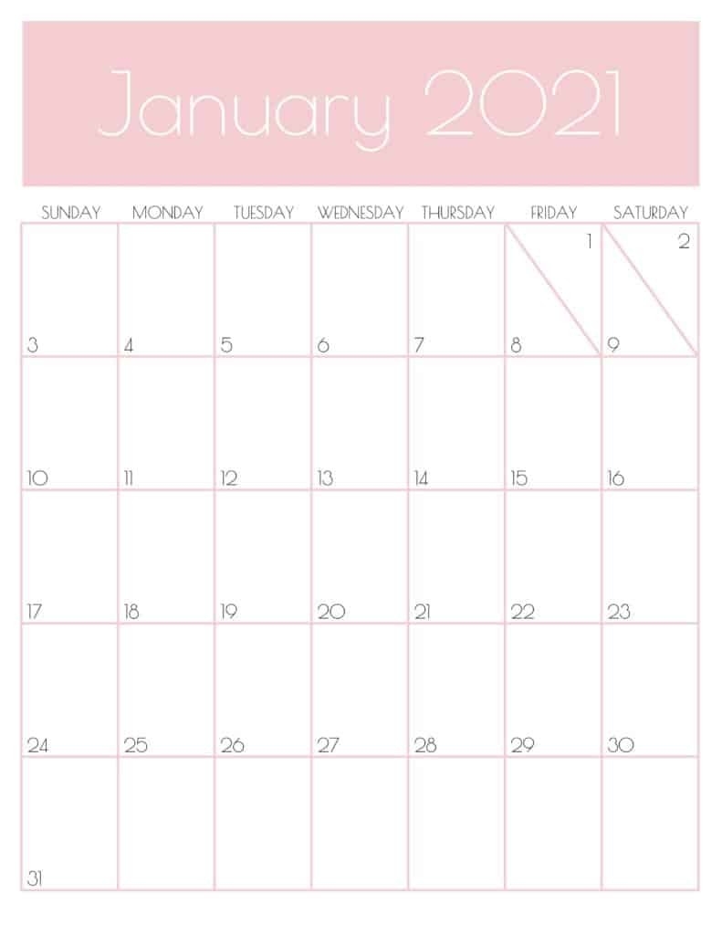 Cute (&amp; Free!) Printable January 2021 Calendar | Saturdaygift-Sunday To Saturday Monthly Calendar 2021