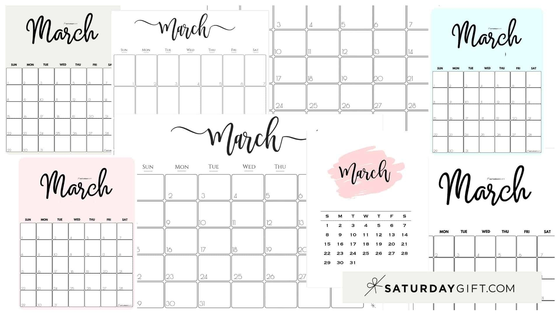 Cute (&amp; Free!) Printable March 2021 Calendar | Saturdaygift-Print Free 2021 Calendar Without Downloading