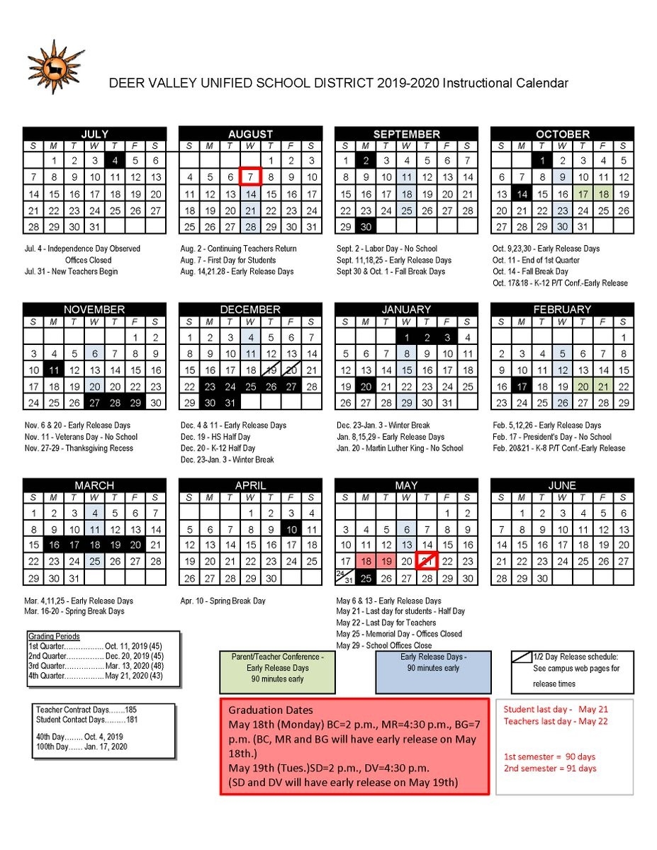 Deer Valley Unified School District Calendar | Printable Calendar 2020-2021-Indiana 2021 Deer Calender