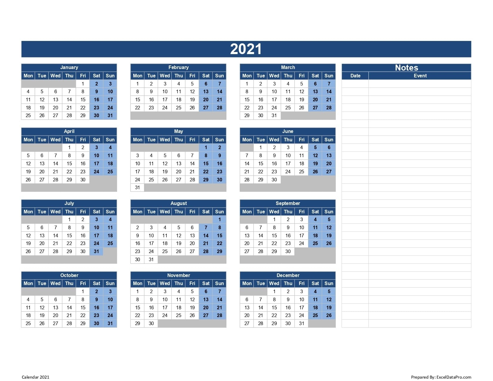 2021 Calendar Fill In | Calendar Template Printable