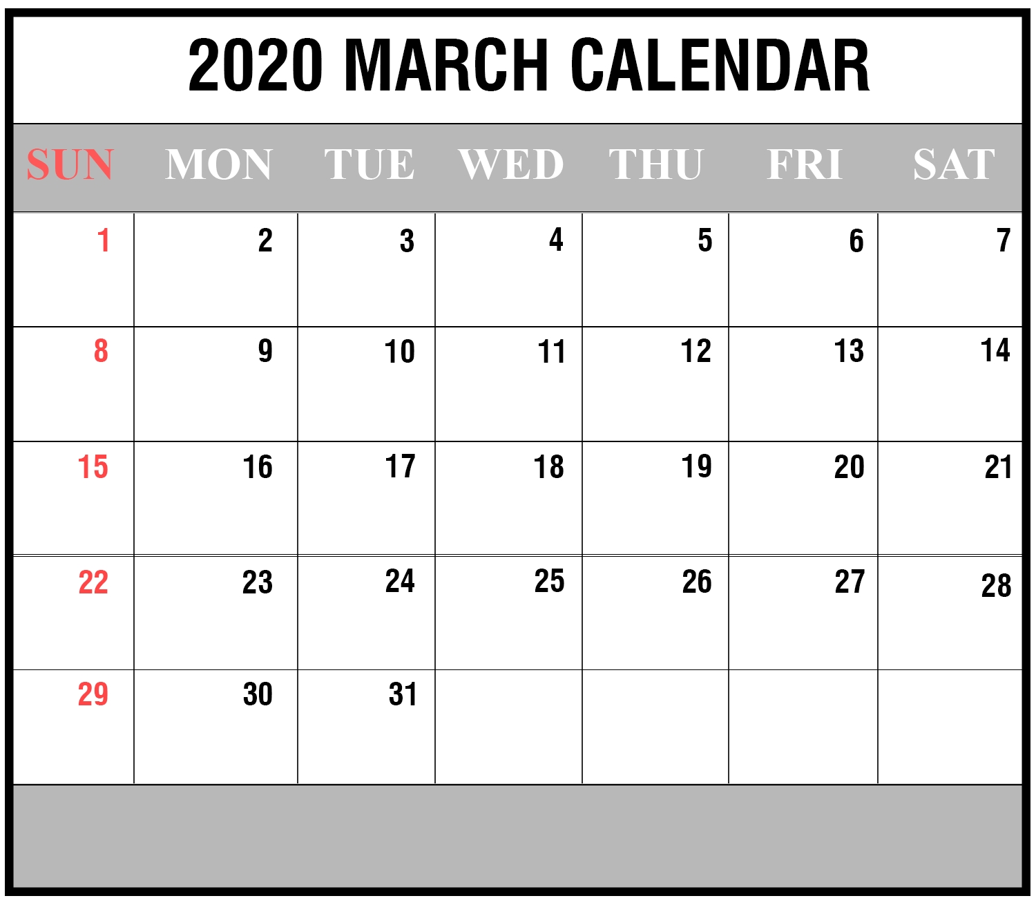 Download Free March 2020 Printable Calendar In Pdf Excel &amp; Word-Printable Fill In Calendar By Month