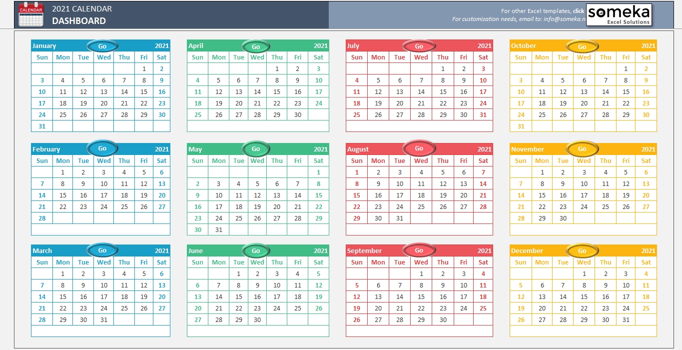 2021 Calnder By Week No Excel | Calendar Template Printable