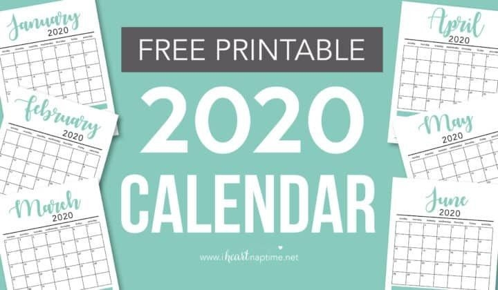 Free 2020 Printable Calendar Template (2 Colors!) - I Heart Naptime | Printable Calendar-I Heart Naptime Calendar 2021
