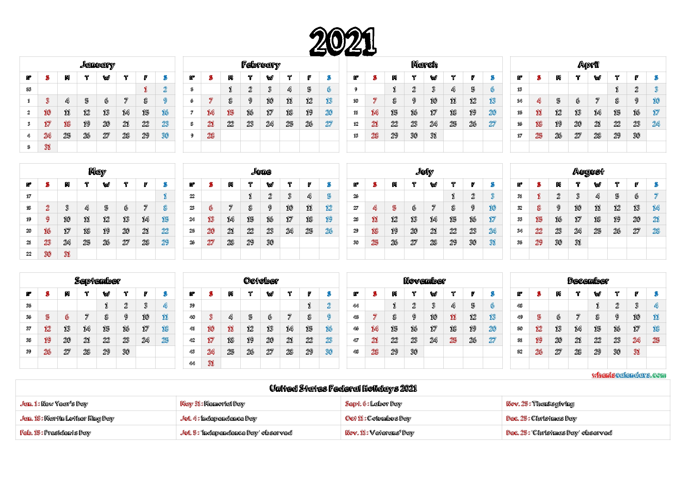 2021 Calendar Fill In | Calendar Template Printable