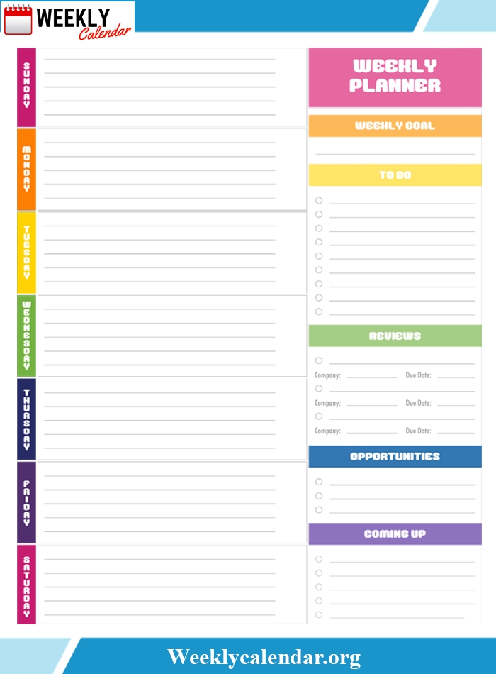 Free Blank Printable Weekly Calendar 2021 Template In Pdf | Weekly Calendar-Fill In The Blank 2021 Calendar With Scripture