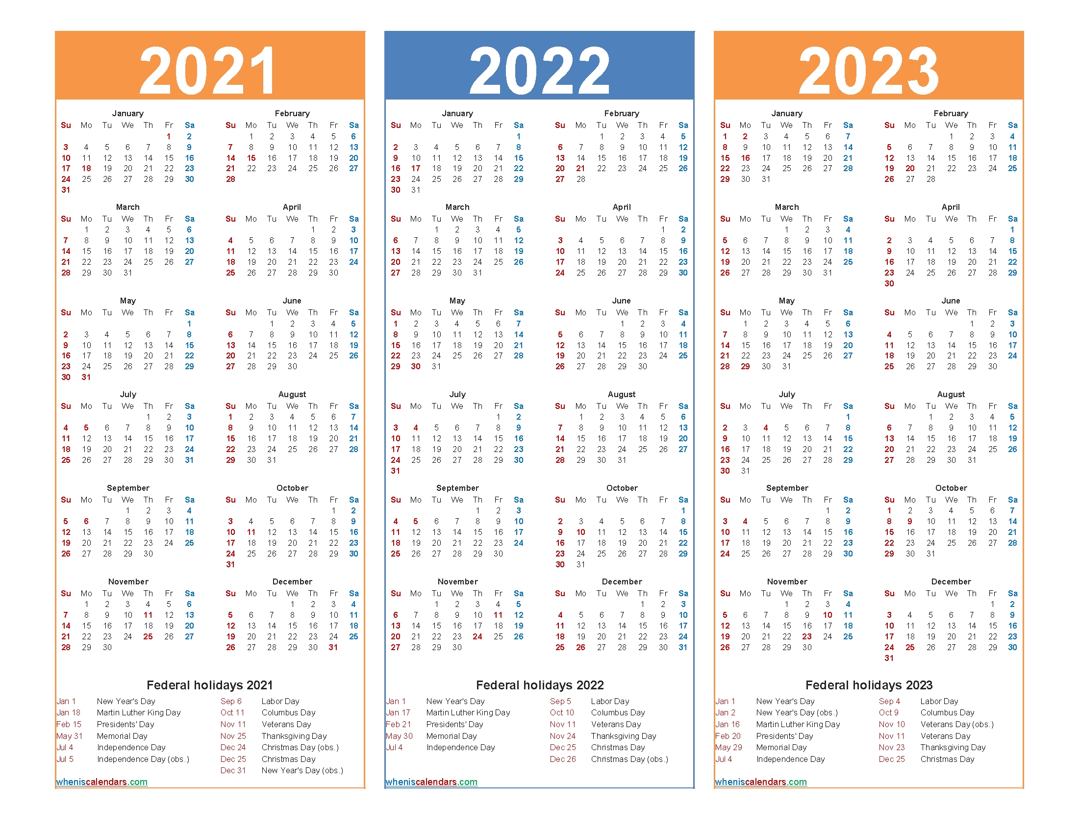 Free Printable 2021 To 2023 Calendar With Holidays – Free Printable 2020 Monthly Calendar With-3 Year Calendar 2021 To 2023