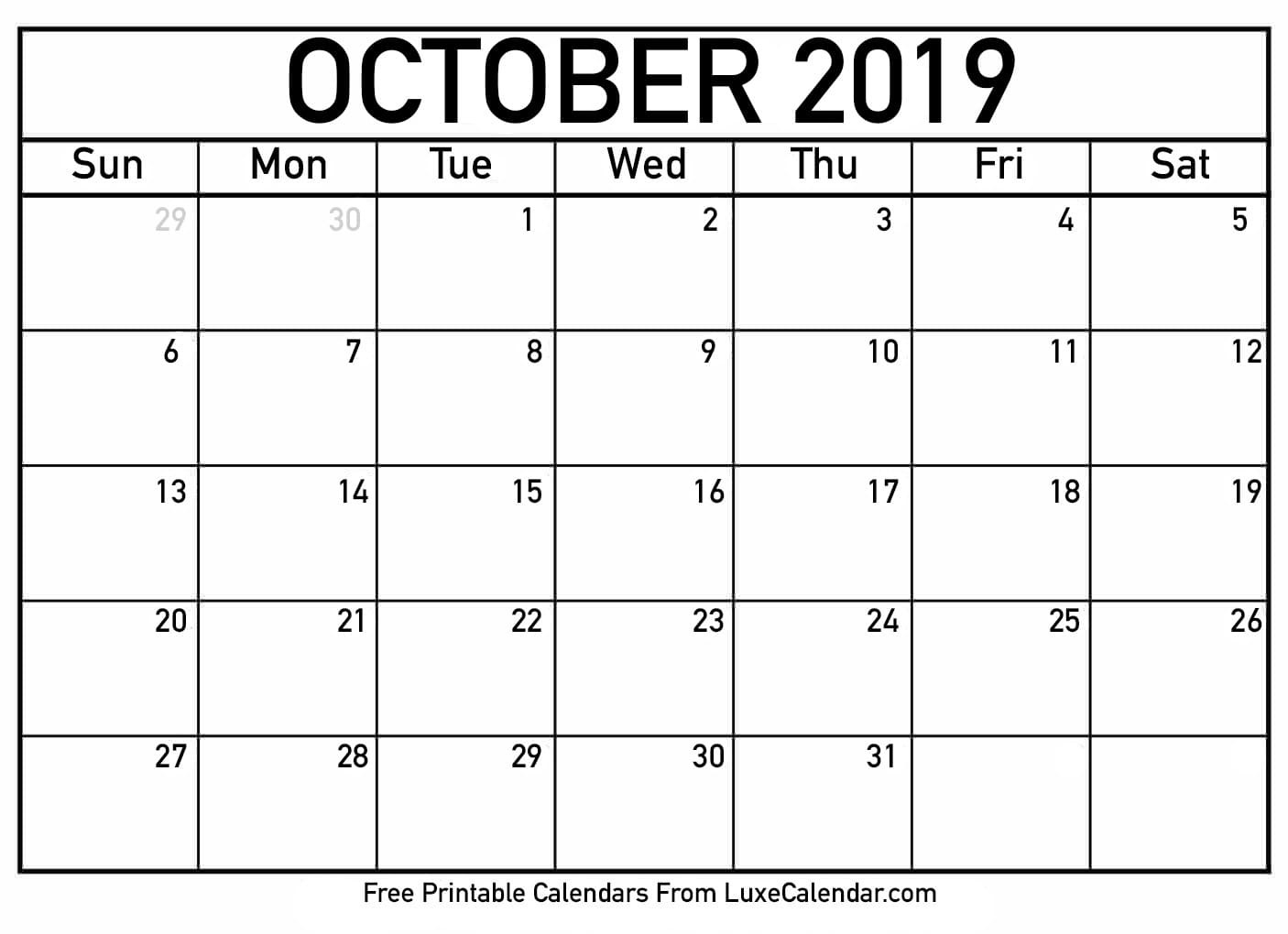 Free Printable Calendar Numbers For December | Ten Free Printable Calendar 2020-2021-Large Numbers Calendar October