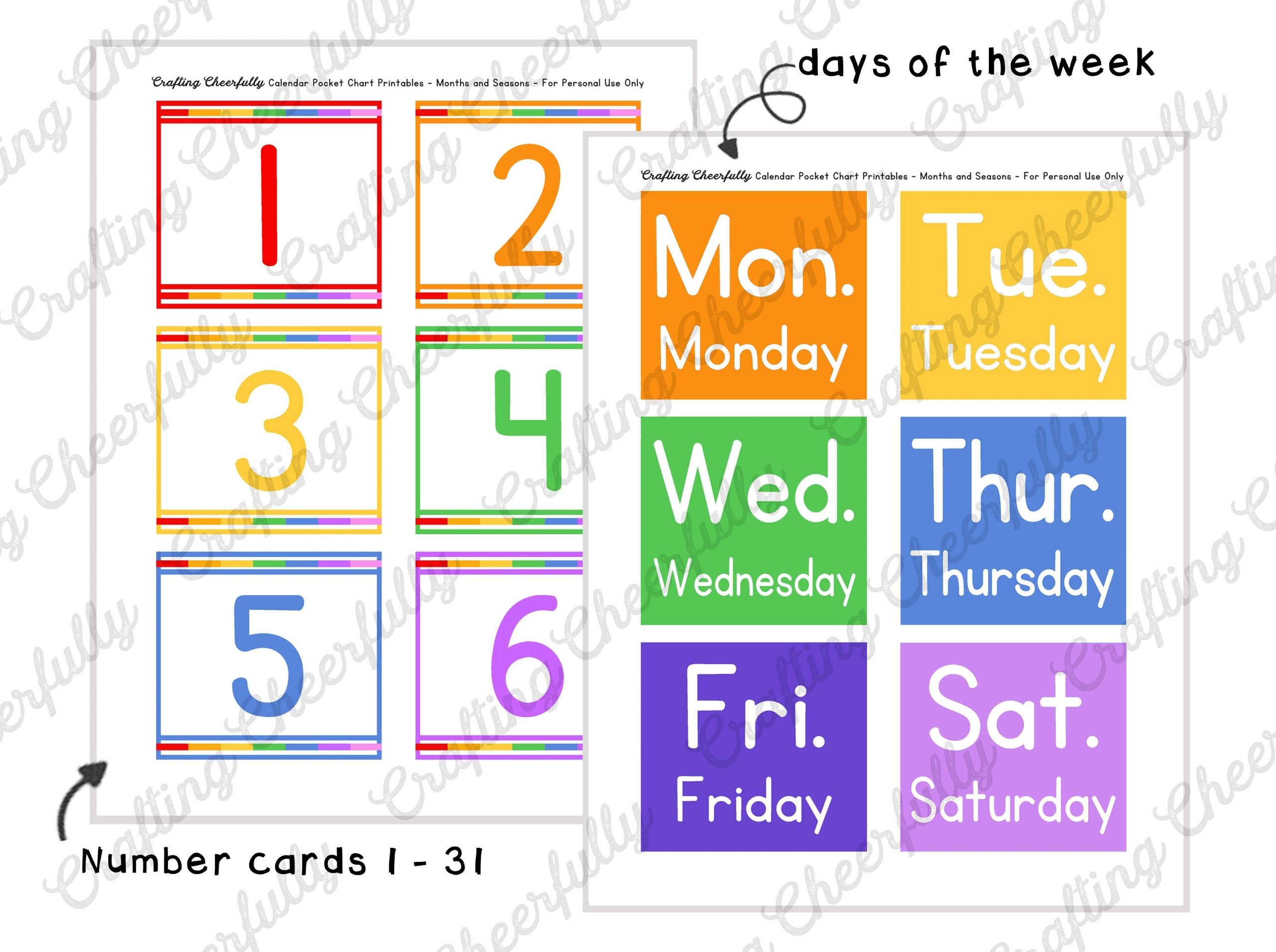Free Printable Calendar Numbers For Pocket Chart | Calendar Printables Free Templates-Pocket Calendar Free Online