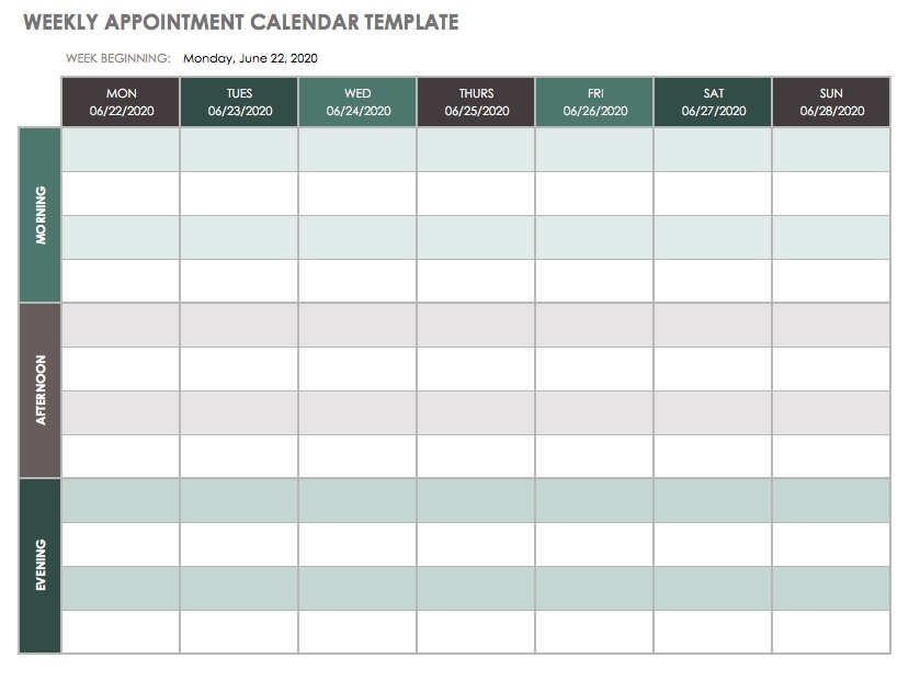 Free Printable Weekly Planner Template Word Pdf Excel-Sunday Through Saturday Calendar