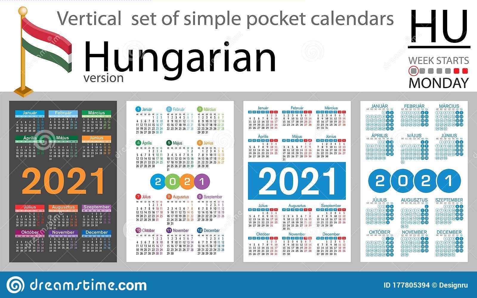 Hungarian Vertical Pocket Calendar For 2021 Stock Vector - Illustration Of Annual, Planner-2021 Pocket Planner Calendar Template