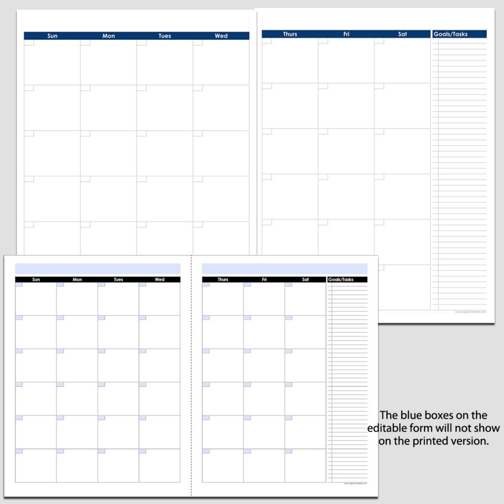 Monthly 2-Page Perpetual Calendar With Tasks - 8 1/2&quot; X 11&quot; | Legacy Templates-8.5 X 11 Printable Calendars