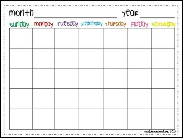Mudpies And Make-Up: Free Calendar Journal Printables | Kids Calendar, Monthly Calendar-Printable Fill In Calendar By Month