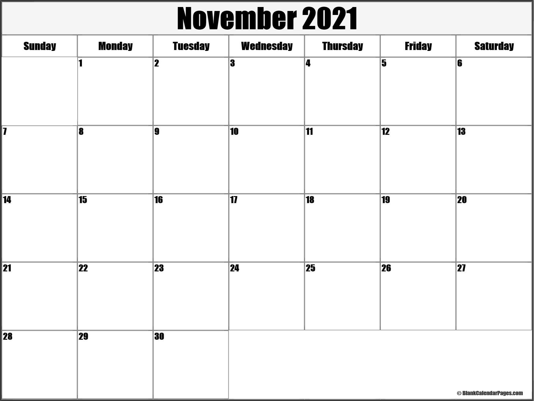 November 2021 Fill In Calendar Calendar Template Printable