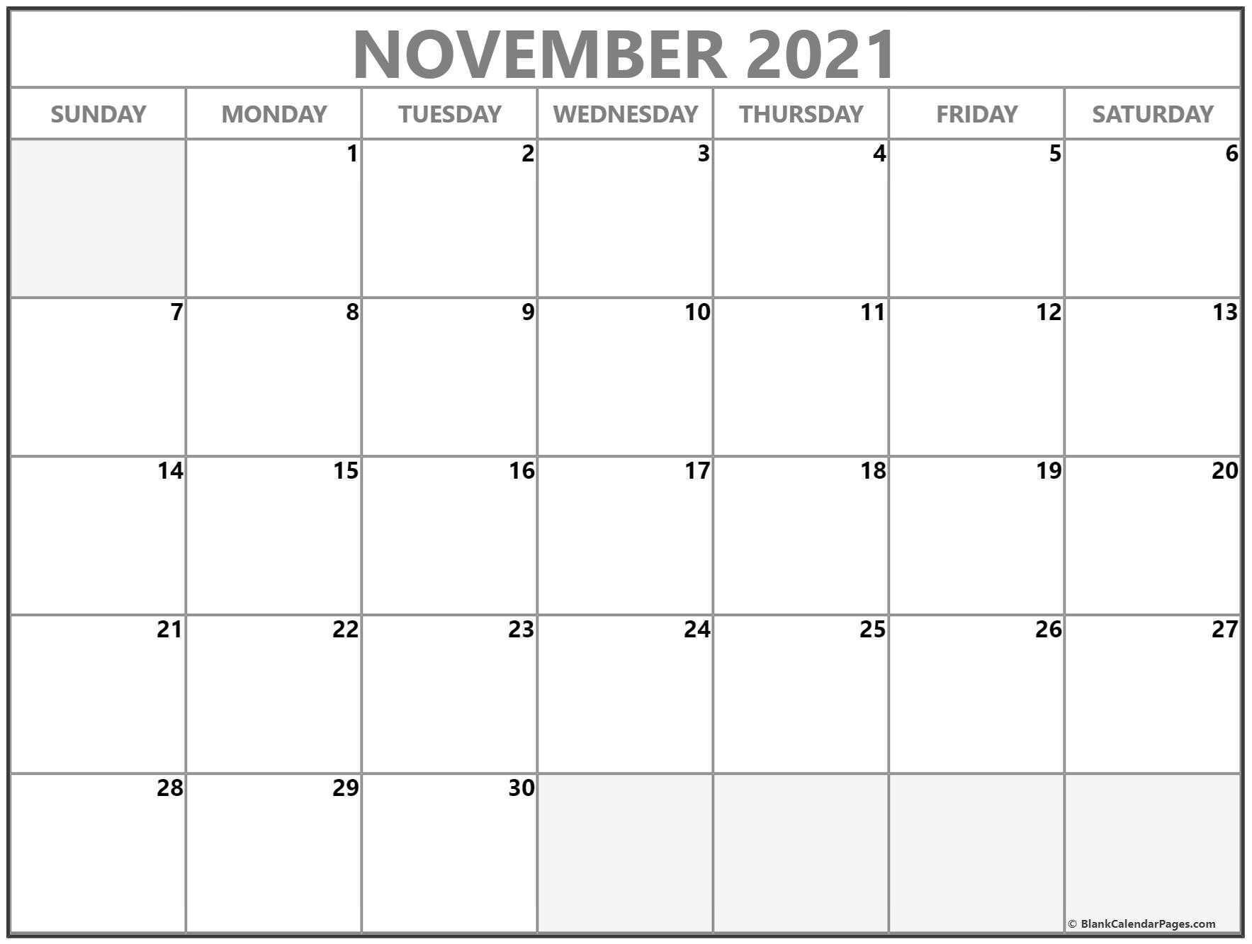 Printable Fillable Calendar November 2021 Kulturaupice