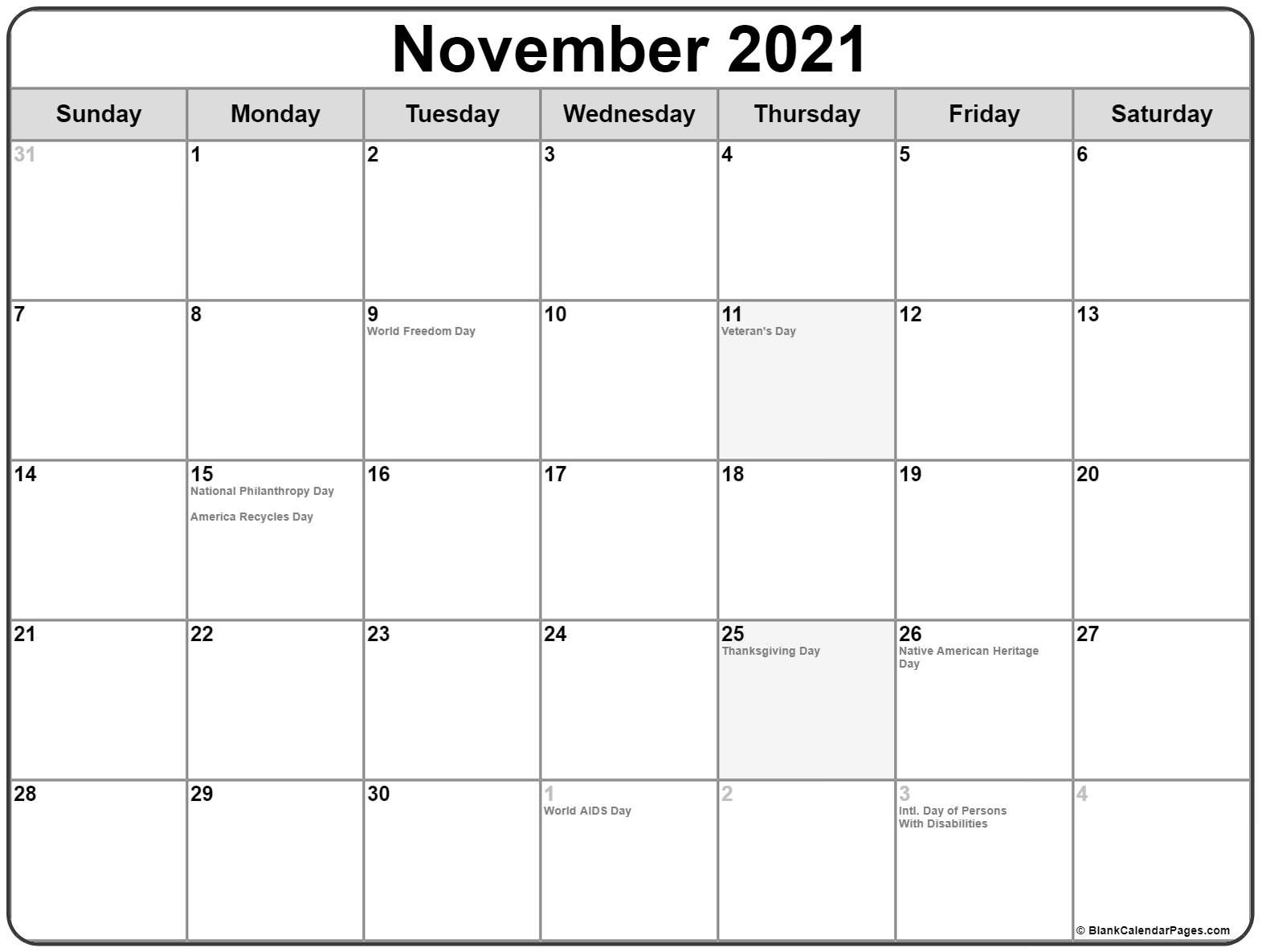 November 2021 Fill In Calendar Calendar Template Printable