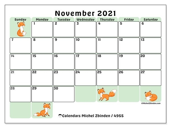 November 2021 Calendars - Ss - Michel Zbinden En-November 2021 Fill In Calendar