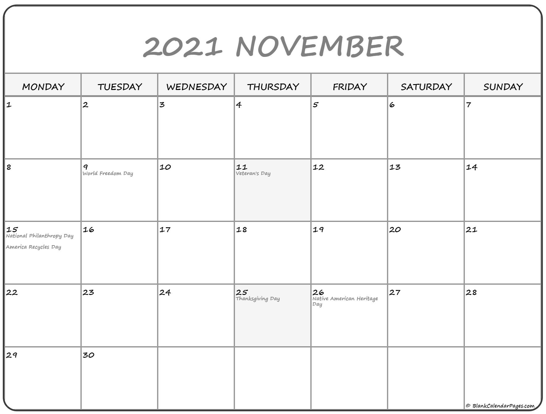 November 2021 Fill In Calendar Calendar Template Printable