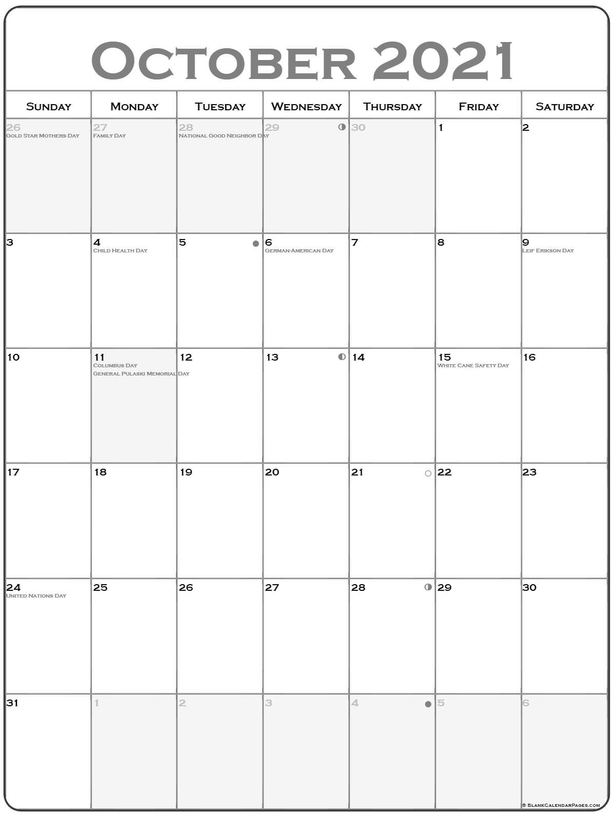 October 2021 Vertical Calendar | Portrait-2021 Printable Calendar From October Thru December