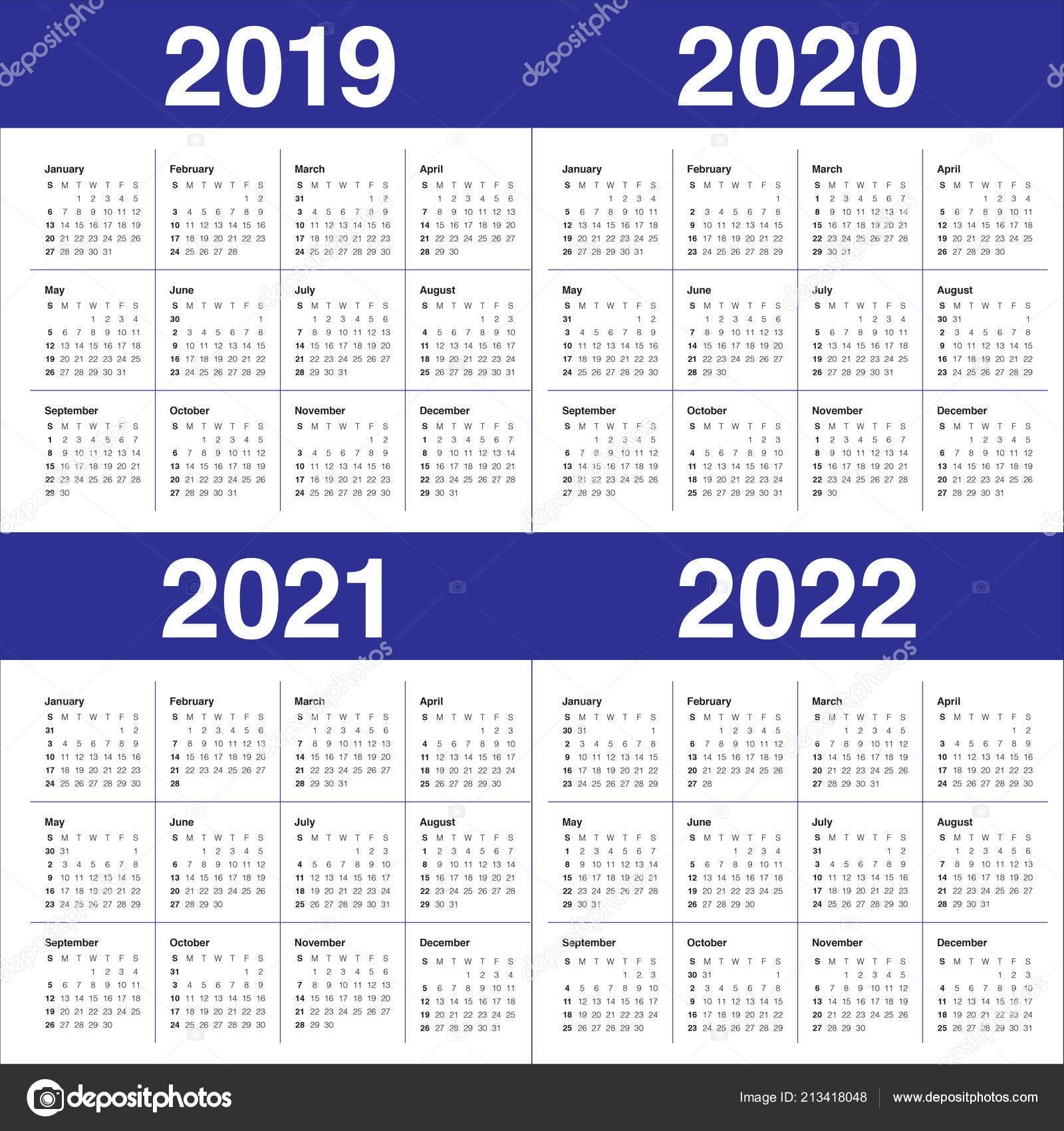 2021 Yearly Calendar With Boxes | Calendar Template Printable