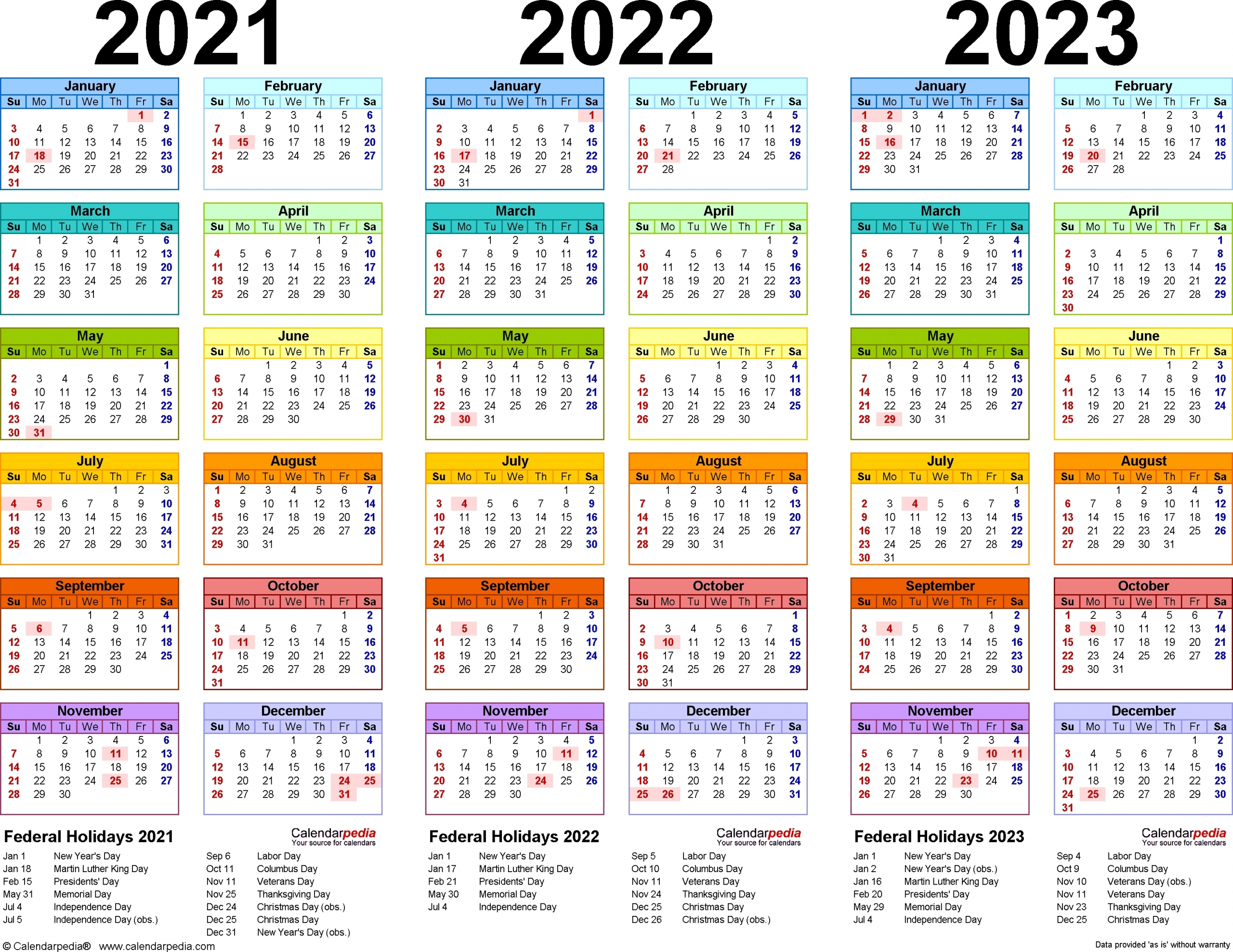 Print 2019, 2020, 2021, 2022, 2023, Calender - Calendar Inspiration Design-3 Year Calendar 2021 To 2023