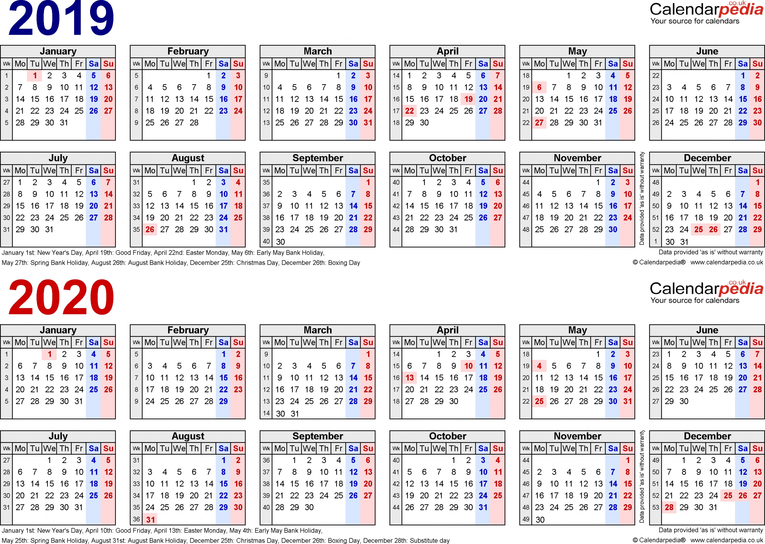 Printable 2019/2020 Yearly Calendar With Boxes | Calendar Template Printable Monthly Yearly-Printable Yearly Calendar With Boxes
