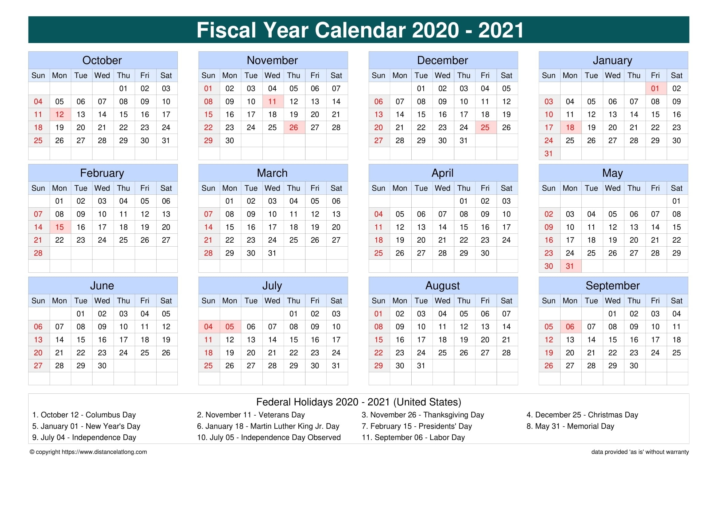 Printable 2020 Fiscal Calendar | Calendar Template 2020-Free Fill In Calendars 2021