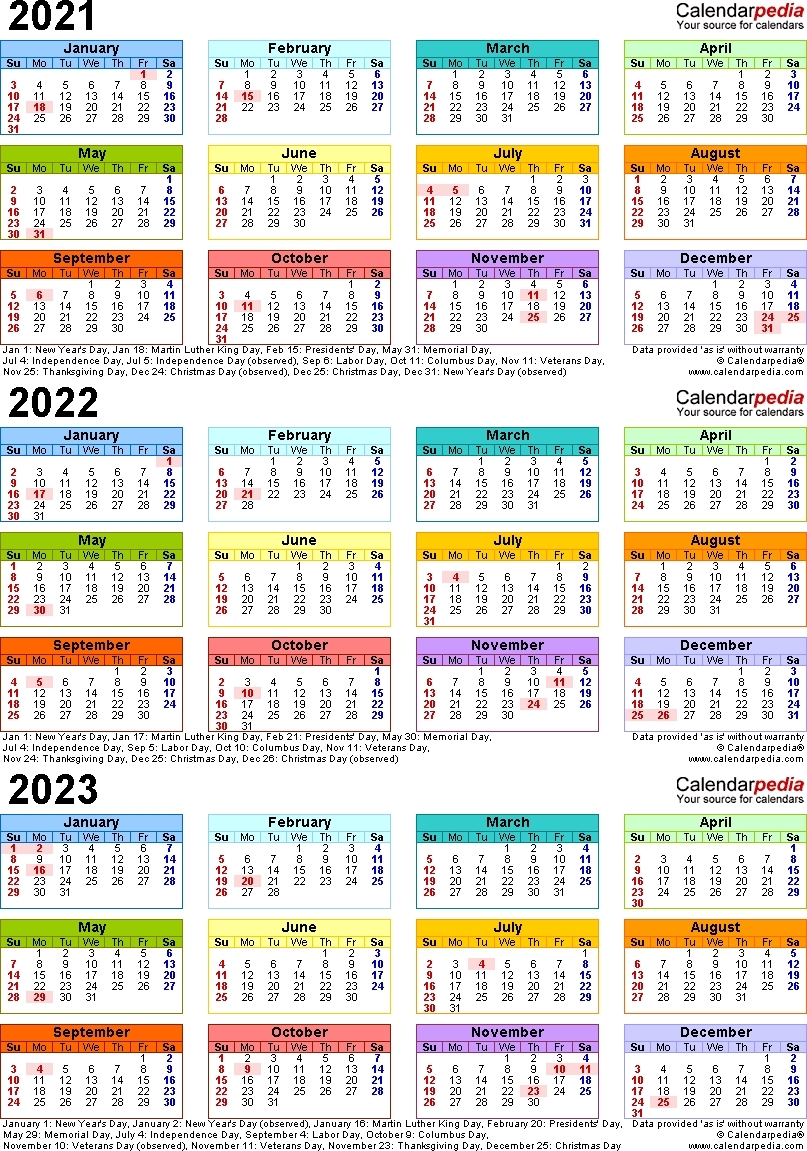 Printable Calendar For 2019/2020/2021/2022/2023 - Calendar Inspiration Design-3 Year Calendar 2021 To 2023