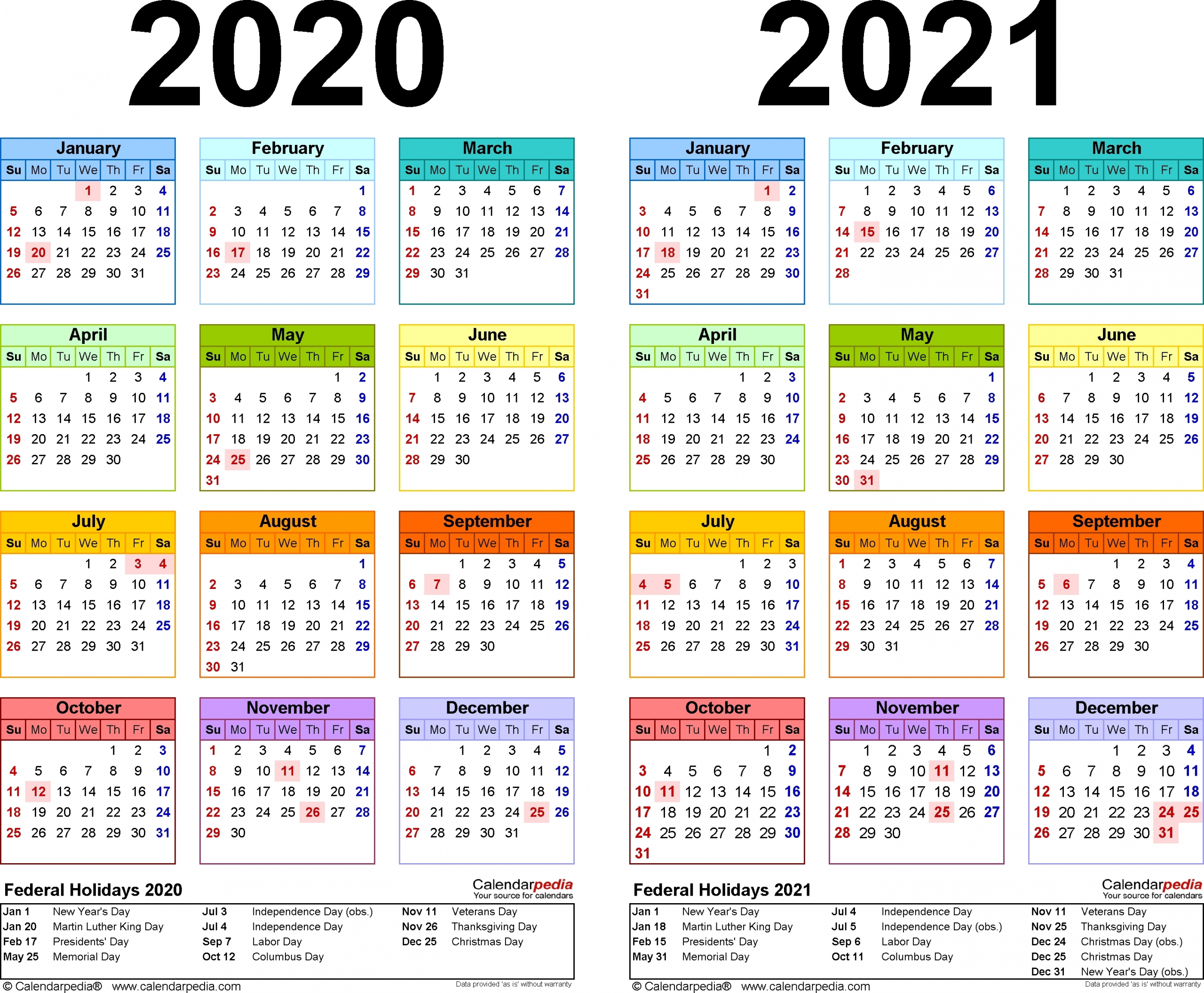 Printable Calendar Or 2020 And 2021 Monday To Sunday - Calendar Inspiration Design-Sunday To Saturday Monthly Calendar 2021