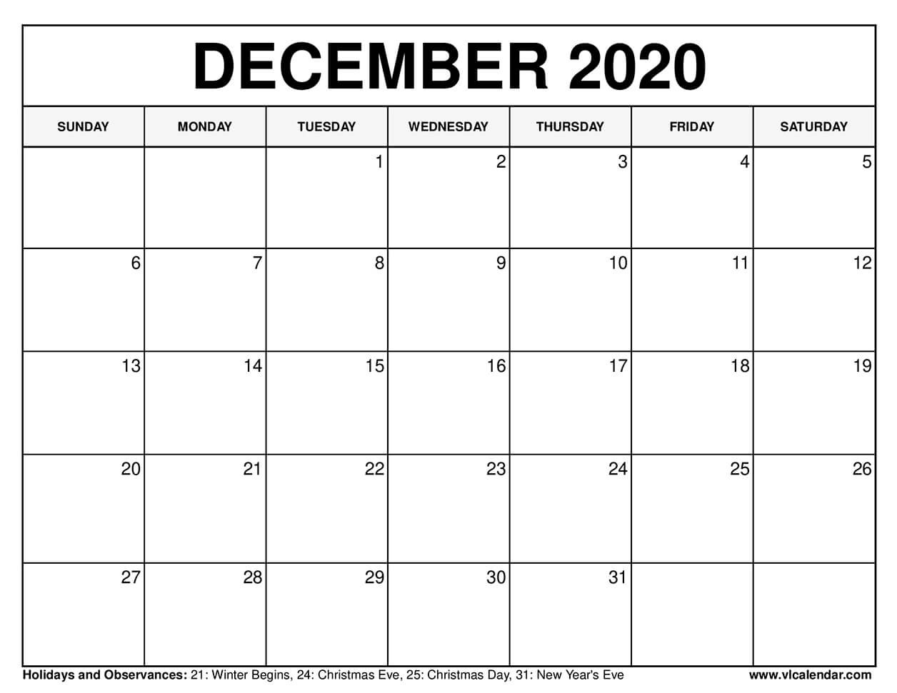 Printable December 2020 Calendars-December Calendar 2021 All Free Printable Vertex