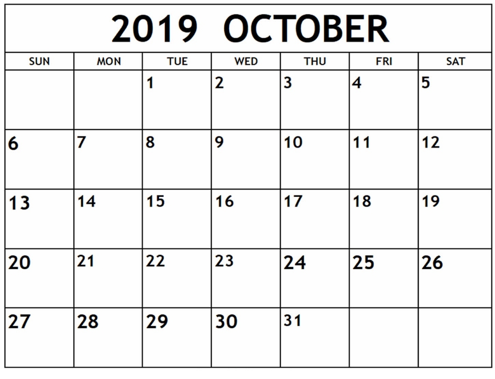 Printable October 2019 Calendar By Week Numbers | Calendar Printables, Printable Calendar July-Large Numbers Calendar October