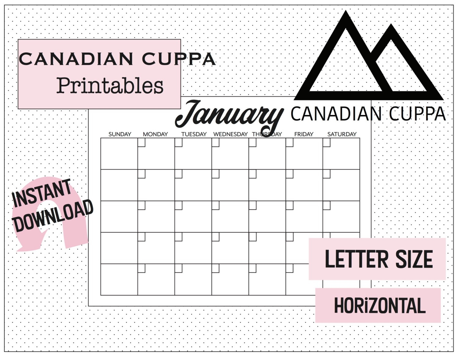 Printable Pdf Blank Calendar 12 Months Sunday To Saturday | Etsy-Sunday To Saturday Calendar