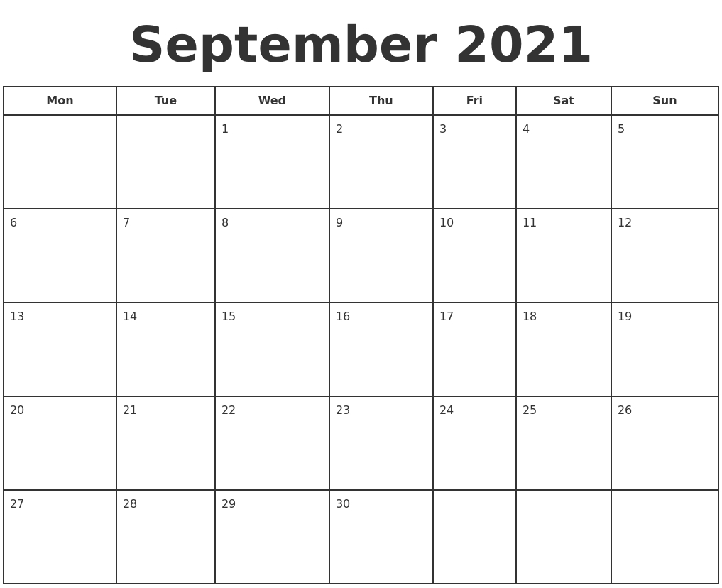 September 2021 Print A Calendar-November 2021 Fill In Calendar
