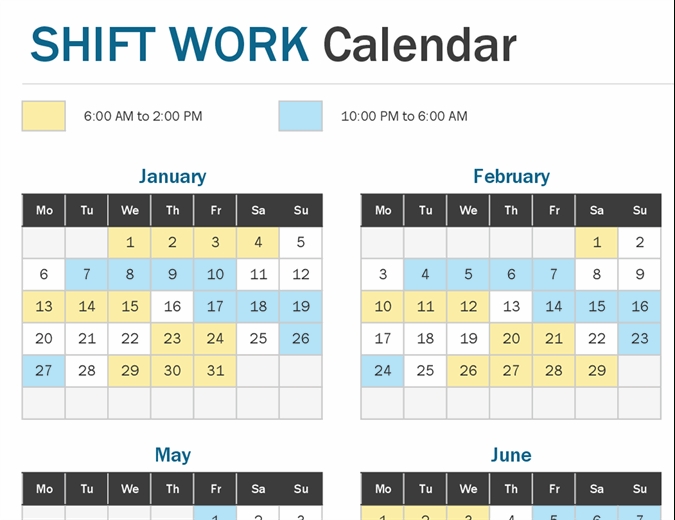 Shift Work Calendar Year At A Glance-Calendar For Shift Work 2021