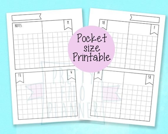 Undated Printable Planner Insert Pocket Size Wo2P-Pocket Calendar Free Online