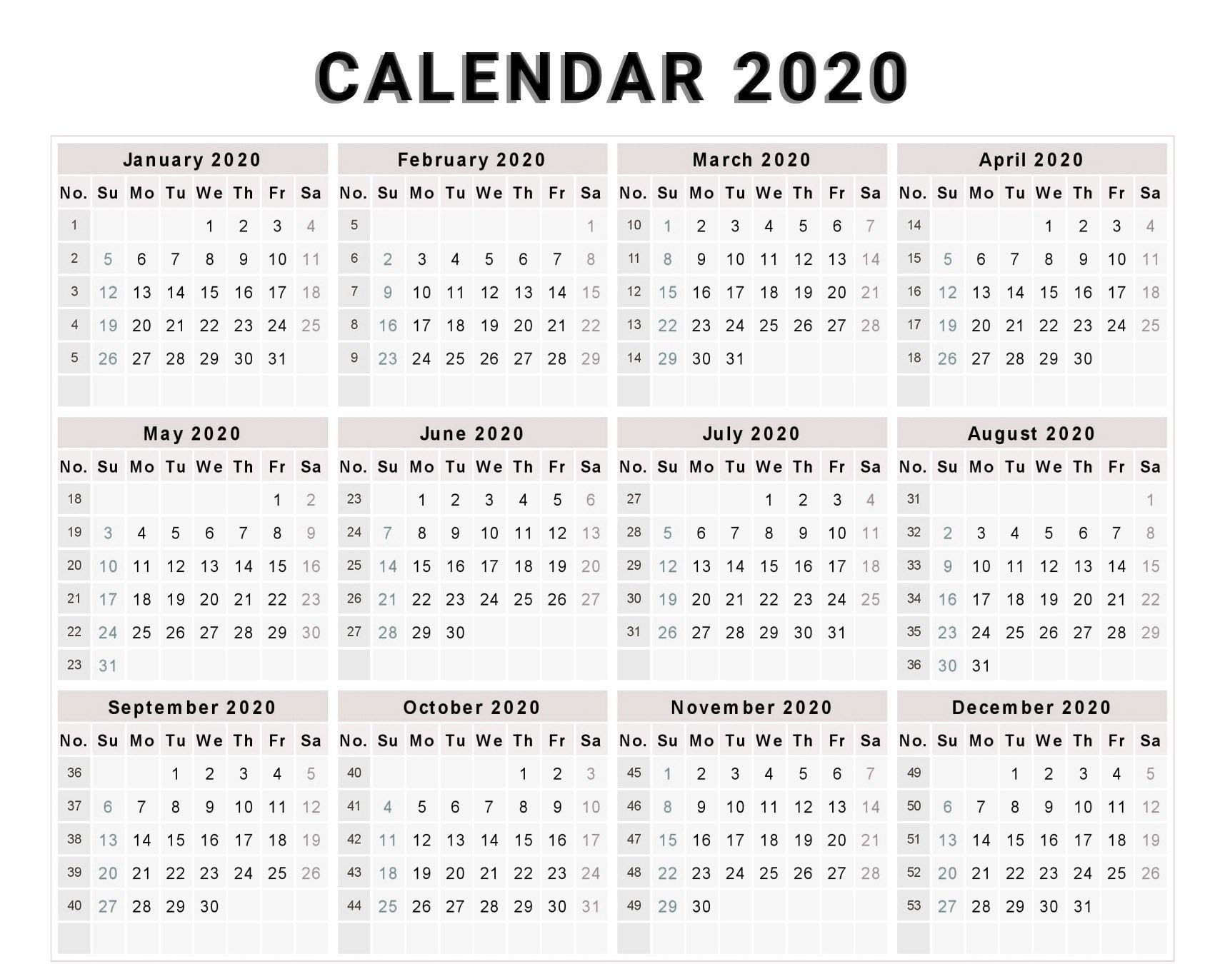 Year Calendar Numbered Weeks | Ten Free Printable Calendar 2020-2021-Fill In Printable Calendar 2021