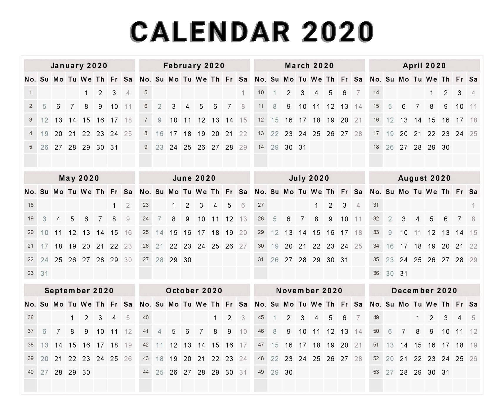 Year Calendar Numbered Weeks | Ten Free Printable Calendar 2020-2021-Free Fill In Calendar 2021