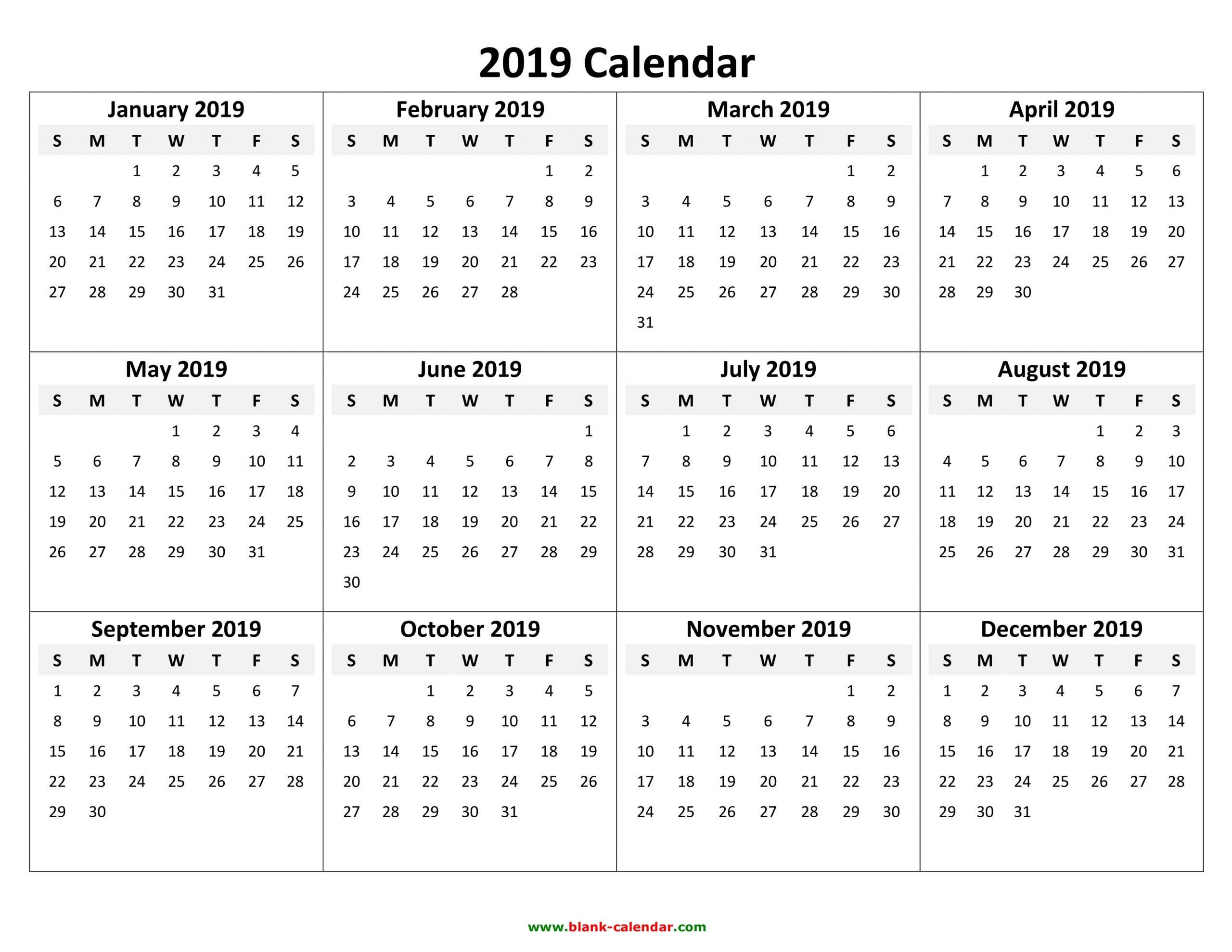 Yearly Calendar 2019 | Free Download And Print-Print Free 2021 Calendar Without Downloading