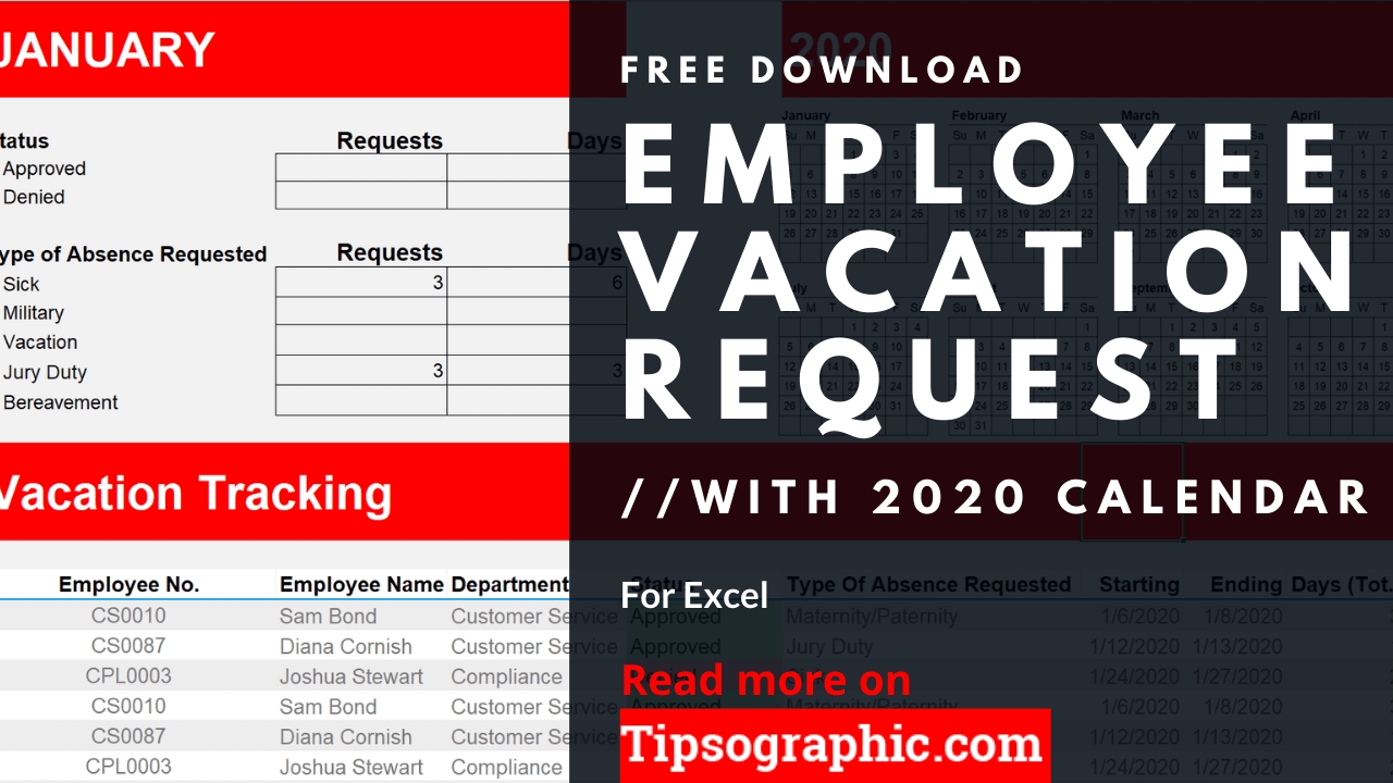 12-Month Employee Vacation Request For Excel With Calendar-Employee Vacation Tracker Templates 2021