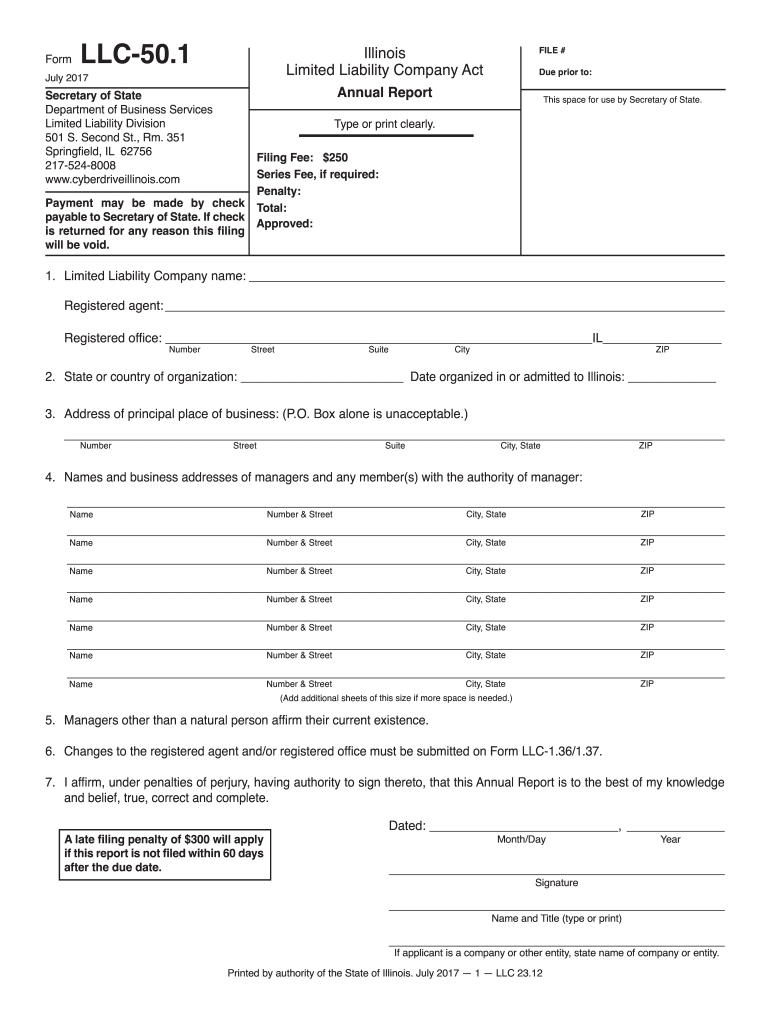 2012-2021 Form Il Llc-50.1 Fill Online, Printable, Fillable-Blank W9 2021 Illinois